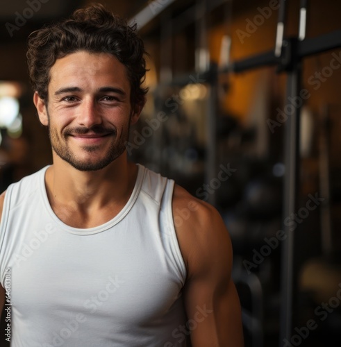 Caucasian Male Fitness Trainer Background Scene Strong Generative AI