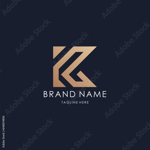 letter K logo monogram line design vector luxury golden style photo