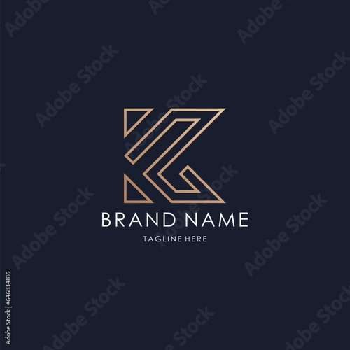 letter K logo monogram line design vector luxury golden style technical photo