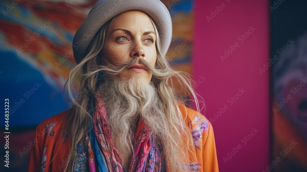 Bearded lady in a hat Bearded lady in a hat