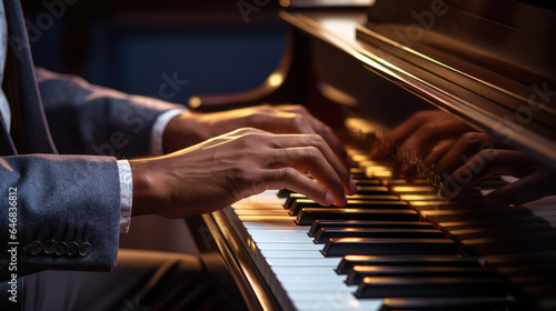 Musician hands playing the piano
