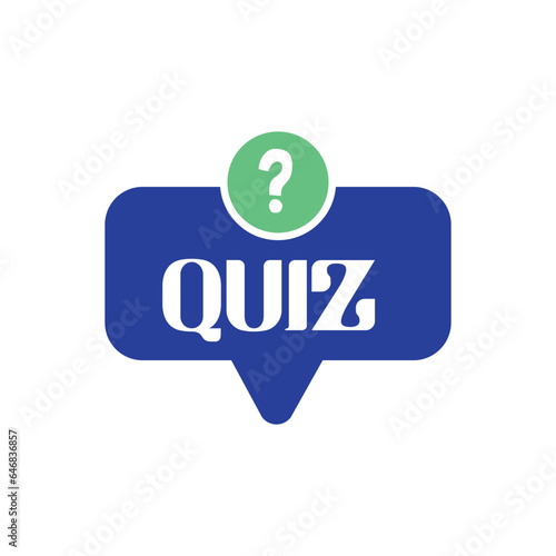 Quiz logo with speech bubble symbols, concept of questionnaire show sing, quiz button, question competition, exam