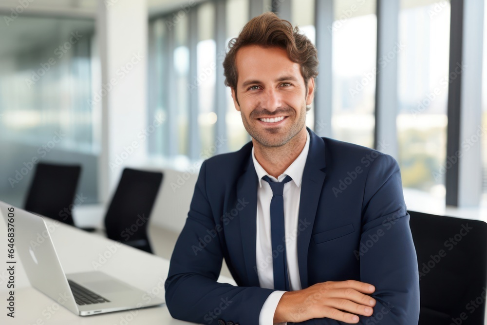 Caucasian Man Human Resources Manager Background Scene Smart Looking Generative AI Caucasian Man Human Resources Manager Background Scene Smart Looking Generative AI