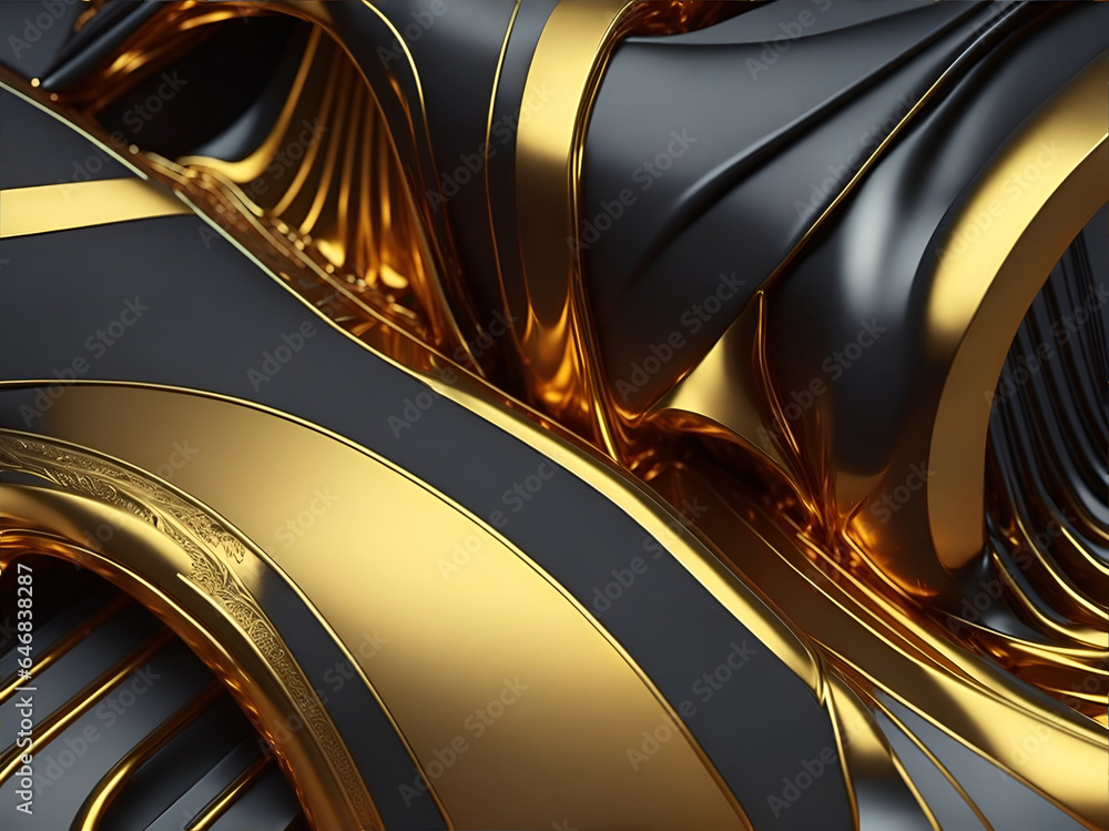 golden wave abstract background. Generative AI