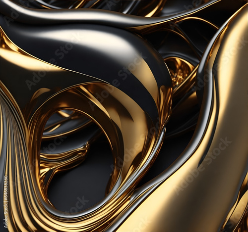 golden wave abstract background. Generative AI