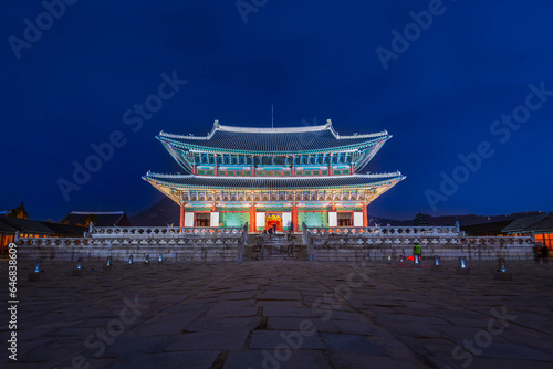 Gyeongbokgung Palace at night is beautiful, Seoul, South Korea.