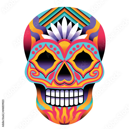 Colorful Mexican Sugar Skull Calavera Isolated