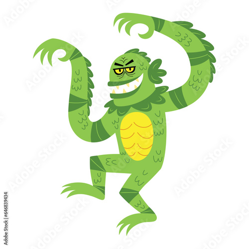 vector lake merman monster cartoon illustration isolated
