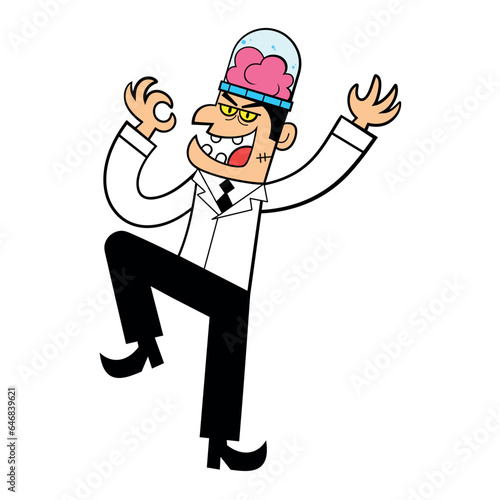 vector scientist crazy cartoon halloween illustration isolated