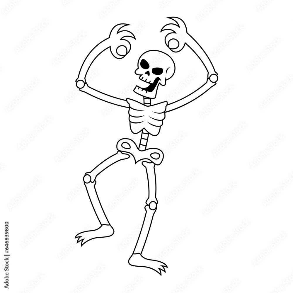 Fototapeta premium vector skeleton cartoon halloween illustration isolated