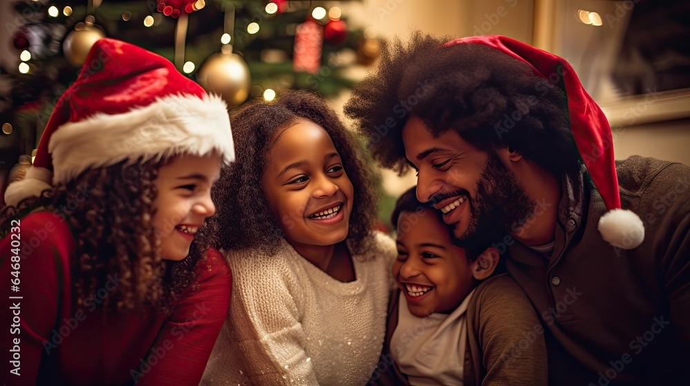 Happy family are doing communication each other during christmas holiday celebration. Happy family are doing communication each other during christmas holiday celebration.