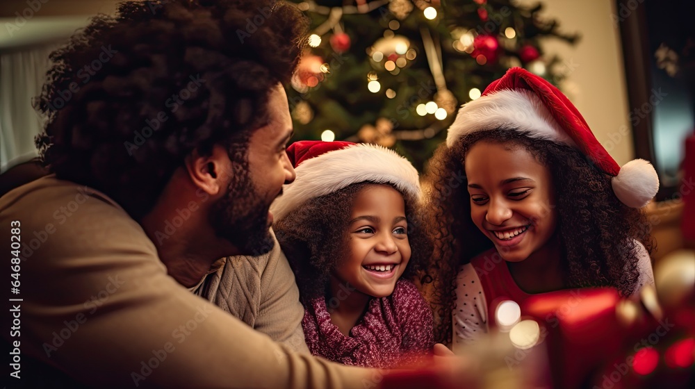 Happy family are doing communication each other during christmas holiday celebration. Happy family are doing communication each other during christmas holiday celebration.