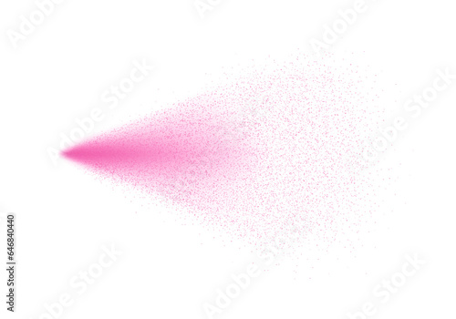 Spray mist effect with haze isolated on transparent background. Realistic rose water scent, air freshener splash. Vector graffiti paint, Holi splatter texture, pink dust stream or powder particles