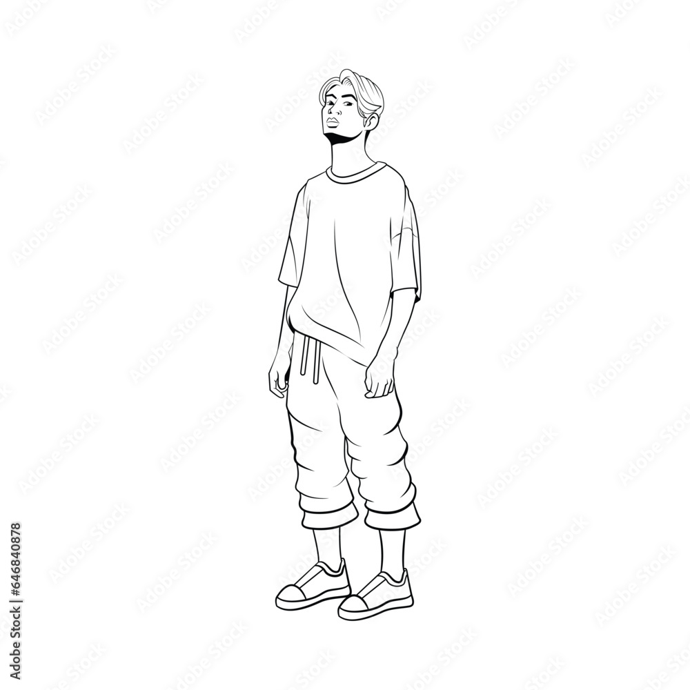 Fototapeta premium MEN YOUNG CHARACTERS MOCKUP TSHIRT ISOLATED CARTOON VECTOR