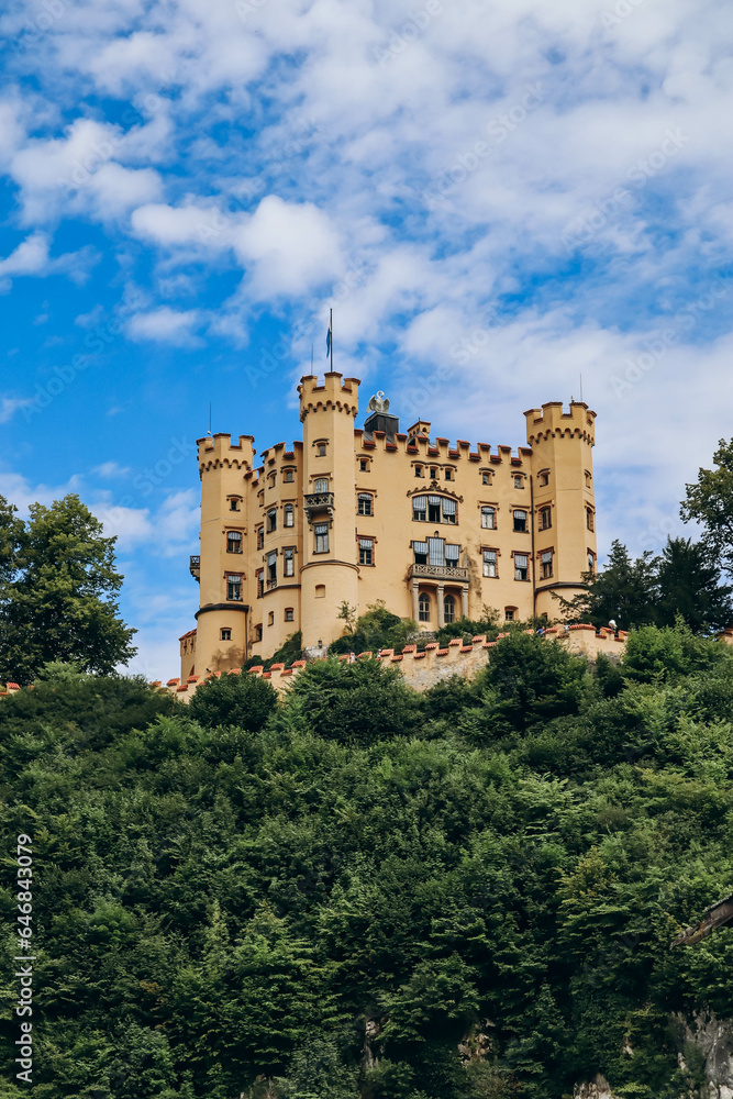 View of the famous Hohenschwangau Castle in Bavaria, Southern Germany