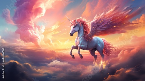 rainbow unicorn in the clouds
