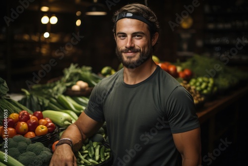 Caucasian Male Nutritionist Backdrop Scene Charming Generative AI