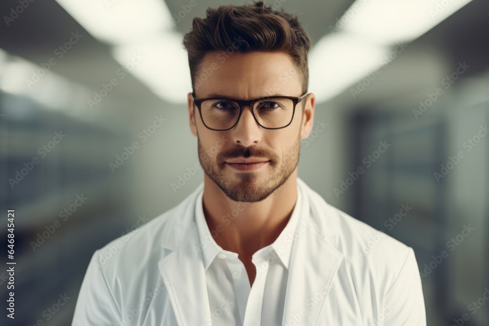 Caucasian Male Optometrist Backdrop Scene Smart Looking Generative AI Caucasian Male Optometrist Backdrop Scene Smart Looking Generative AI