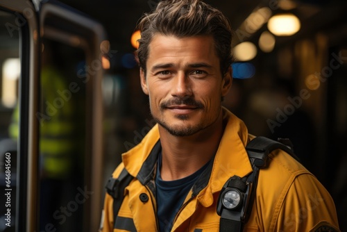 Caucasian Man Paramedic Background Scene Impressive Generative AI
