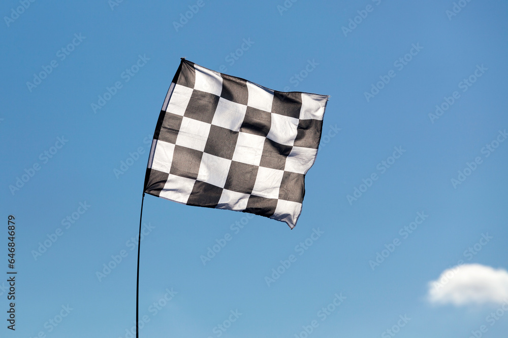 Checkered Flag waving in mid air