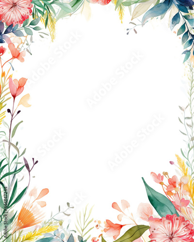 Watercolor of Wild flower frames . Frame of social media post. Concept of flora background  celebration  party  wedding event and invitation.