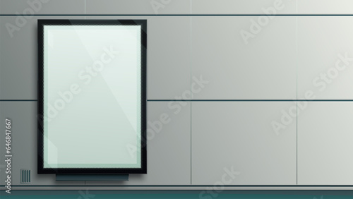 Realistic lightbox mockup. Equipment for outdoor advertising, glass surface with glare. Template for placing text, logo, image. Industrial equipment, futuristic design, billboard, citylight, vector.