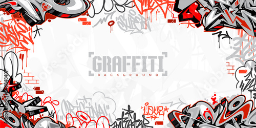 White Abstract Urban Style Hiphop Graffiti Street Art Vector Illustration Background Template