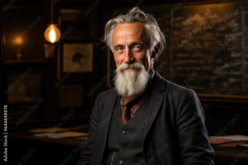 Caucasian Man Professor Backdrop Scene Smart Looking Generative AI Caucasian Man Professor Backdrop Scene Smart Looking Generative AI
