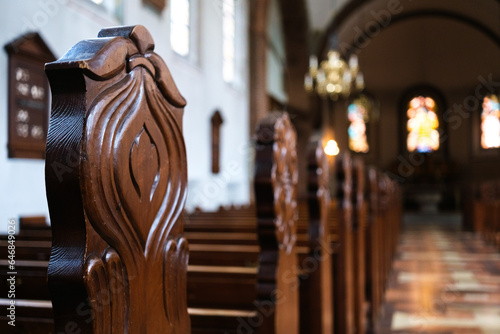 Interior of a nice and simple Protestant church in a Danish town.