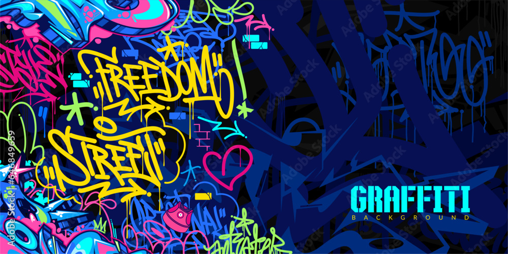 Abstract Colorful Urban Style Hiphop Graffiti Street Art Vector Illustration Background Element