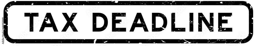 Grunge black tax deadline word square rubber seal stamp on white background - obrazy, fototapety, plakaty 