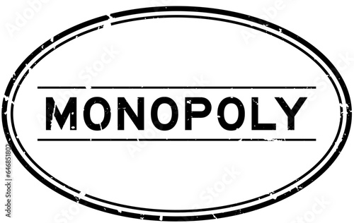 Grunge black monopoly word oval rubber seal stamp on white background