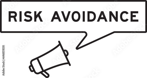 Megaphone icon with speech bubble in word risk avoidance on white background