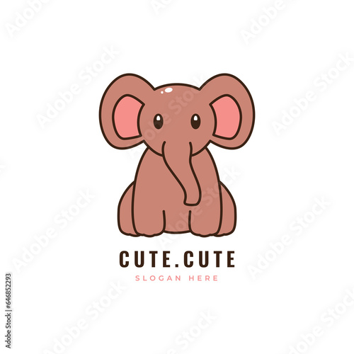 cute elephant cartoon animal mascot happy exspression adorable mammal logo design vector graphic illustration