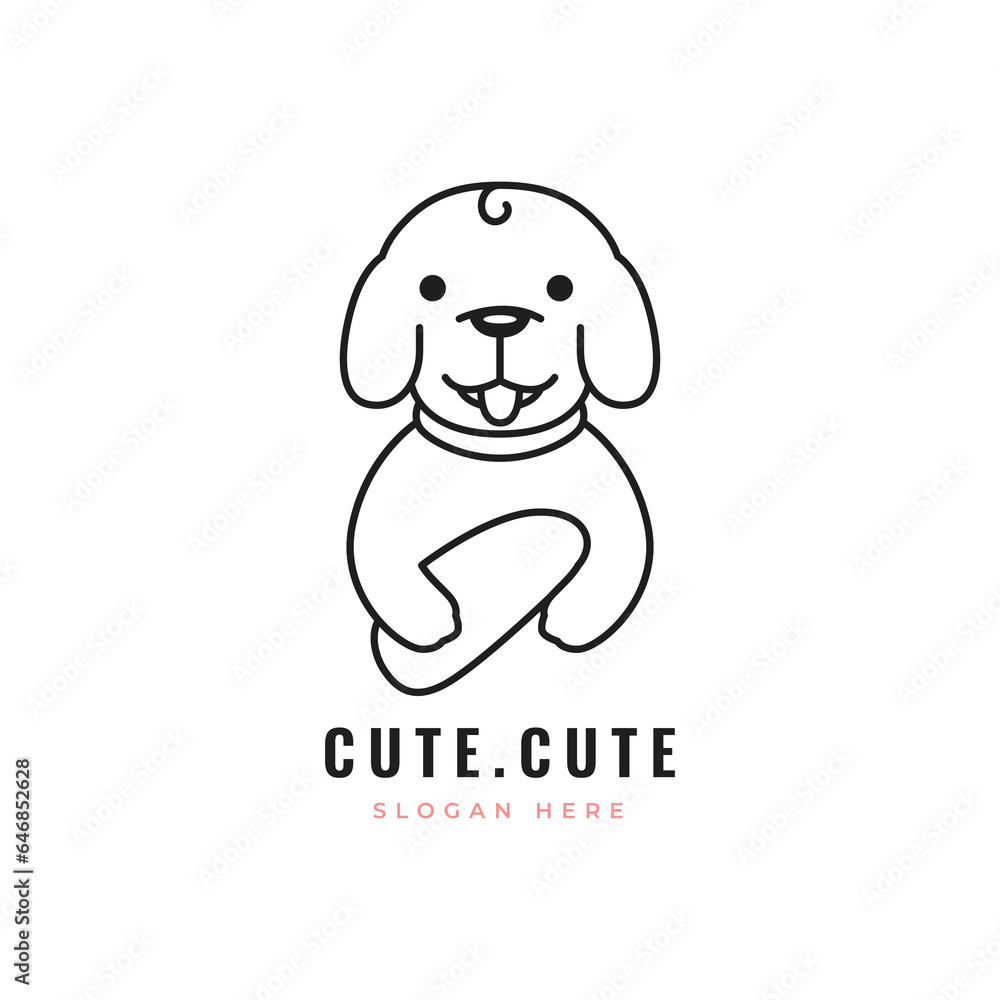 Fototapeta premium cute animal pitbull dog adorable mammal happy face cartoon logo design vector graphic illustration