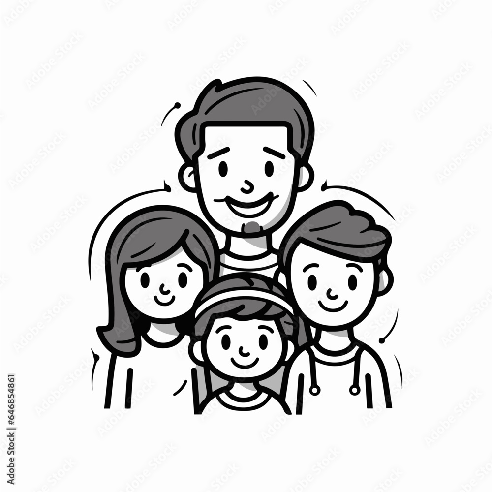 family theme doodle line art family theme doodle line art
