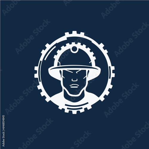 double exposure of safety helmet and gear logo