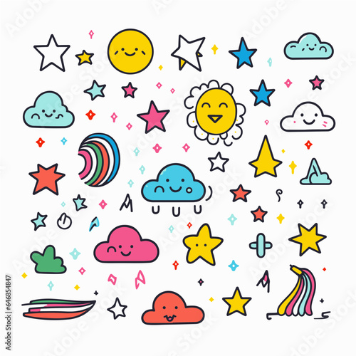 2d colorfull doodle art for children