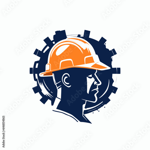 double exposure of safety helmet and gear logo