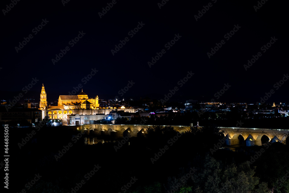 Córdoba, noche, puente, Mezquita