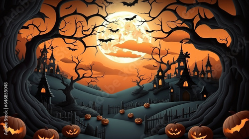 Happy Halloween banner or party invitation background © arhendrix