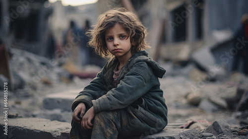 Morocco Shaken: Lonely, helpless child sitting on ruins after earthquake