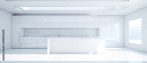 Pure white minimalistic kitchen concept.