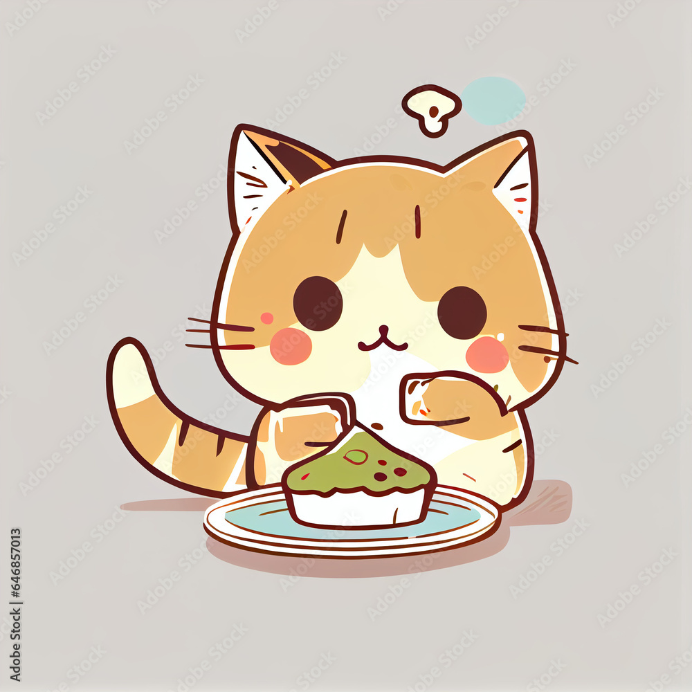 kawaii cat clipart,solid white backgrond, Ai generated image kawaii cat clipart,solid white backgrond, Ai generated image