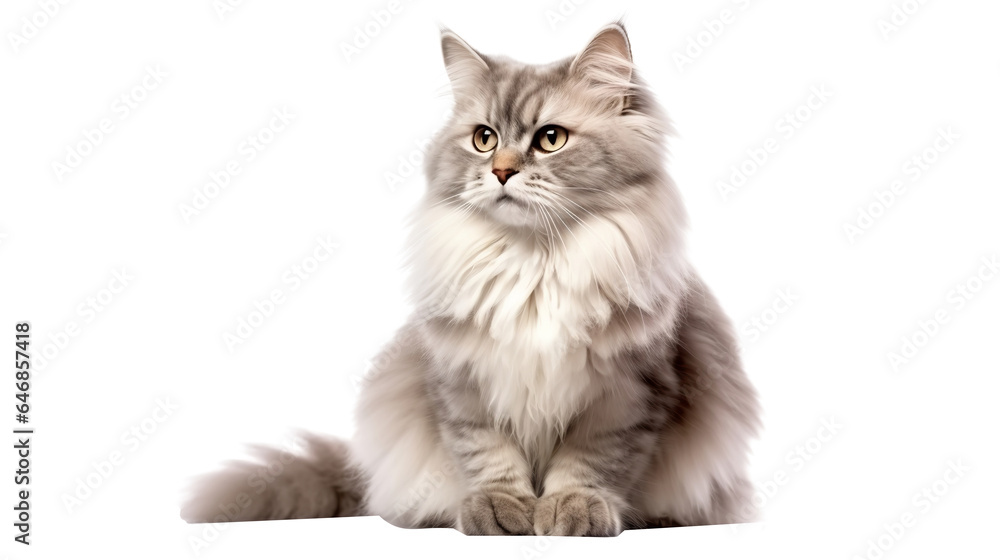  Persian Domestic Cat isolated White Background