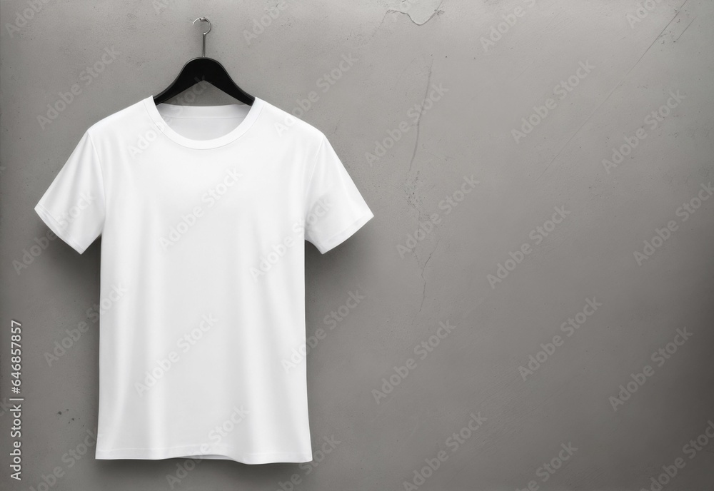 White T-Shirt Mockup on concrete background with Copy space. AI Generative White T-Shirt Mockup on concrete background with Copy space. AI Generative