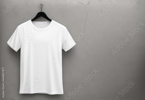 White T-Shirt Mockup on concrete background with Copy space. AI Generative