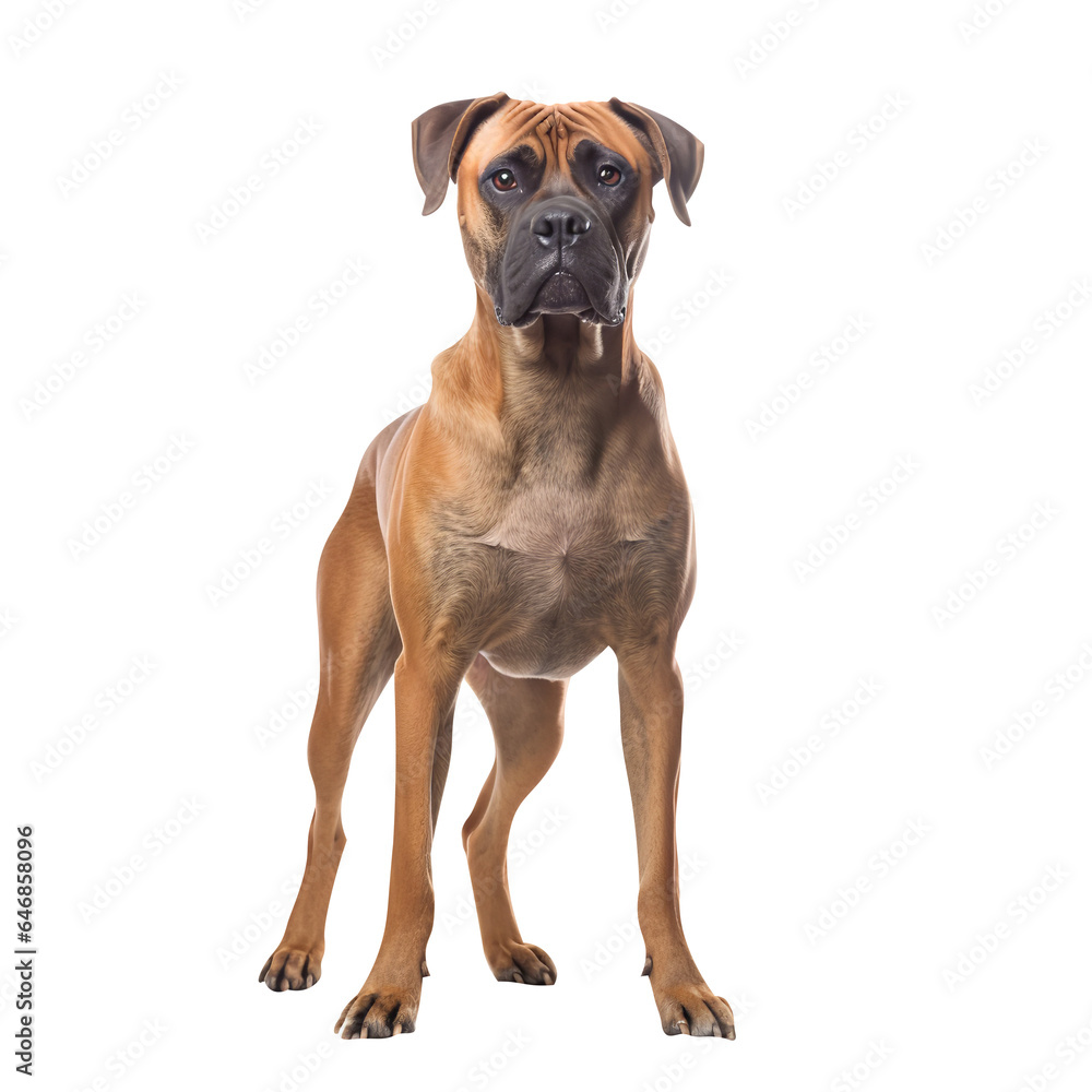 Rhodesian Ridgeback Dog Sitting in a Studio isolated on a white background