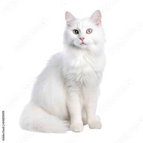 Studio shot of an adorable domestic cat posing isolated on white background.