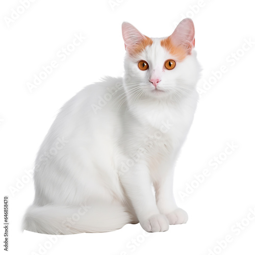 Studio shot of an adorable domestic cat posing isolated on white background.